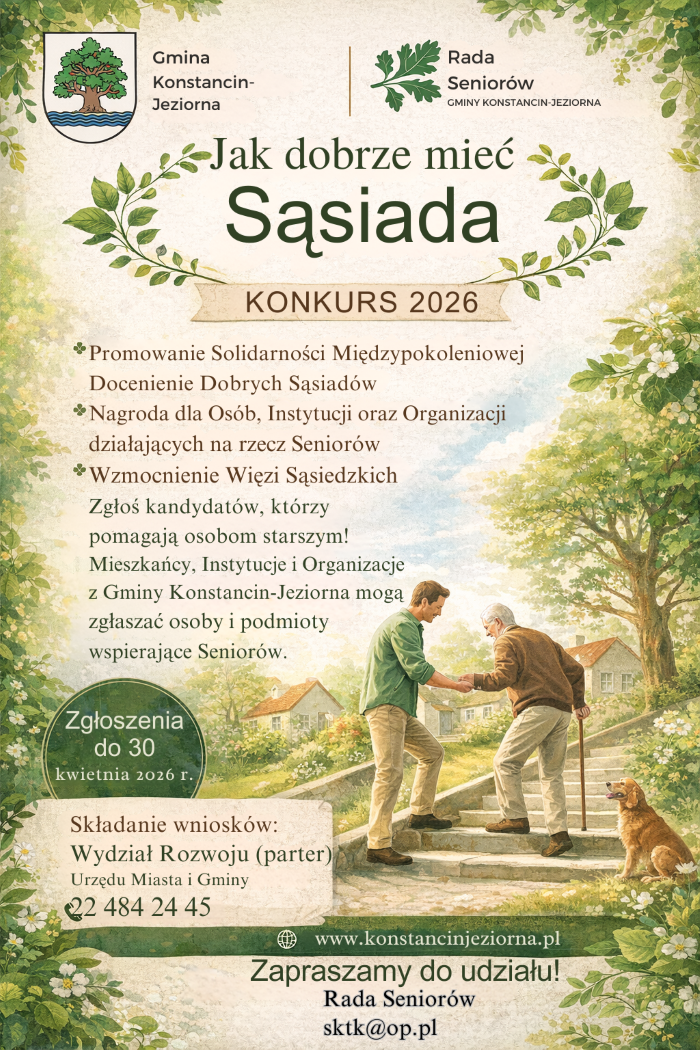 „Jak dobrze mieć Sąsiada” – konkurs dla wspierających seniorów