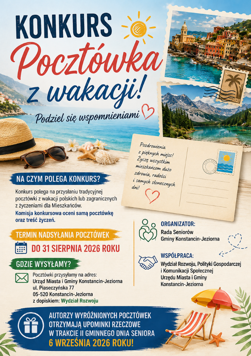 Wyślij pocztówkę z wakacji do urzędu i zdobądź upominek