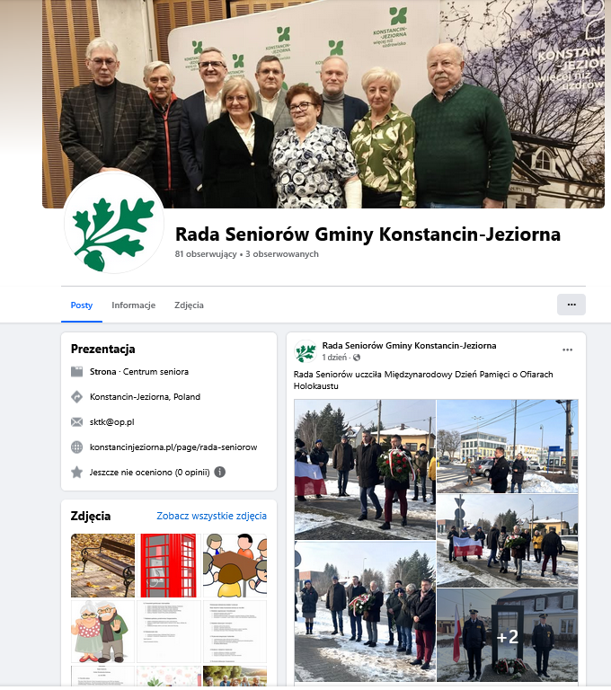 Informacje w jednym miejscu – Rada Seniorów zaprasza na Facebooka
