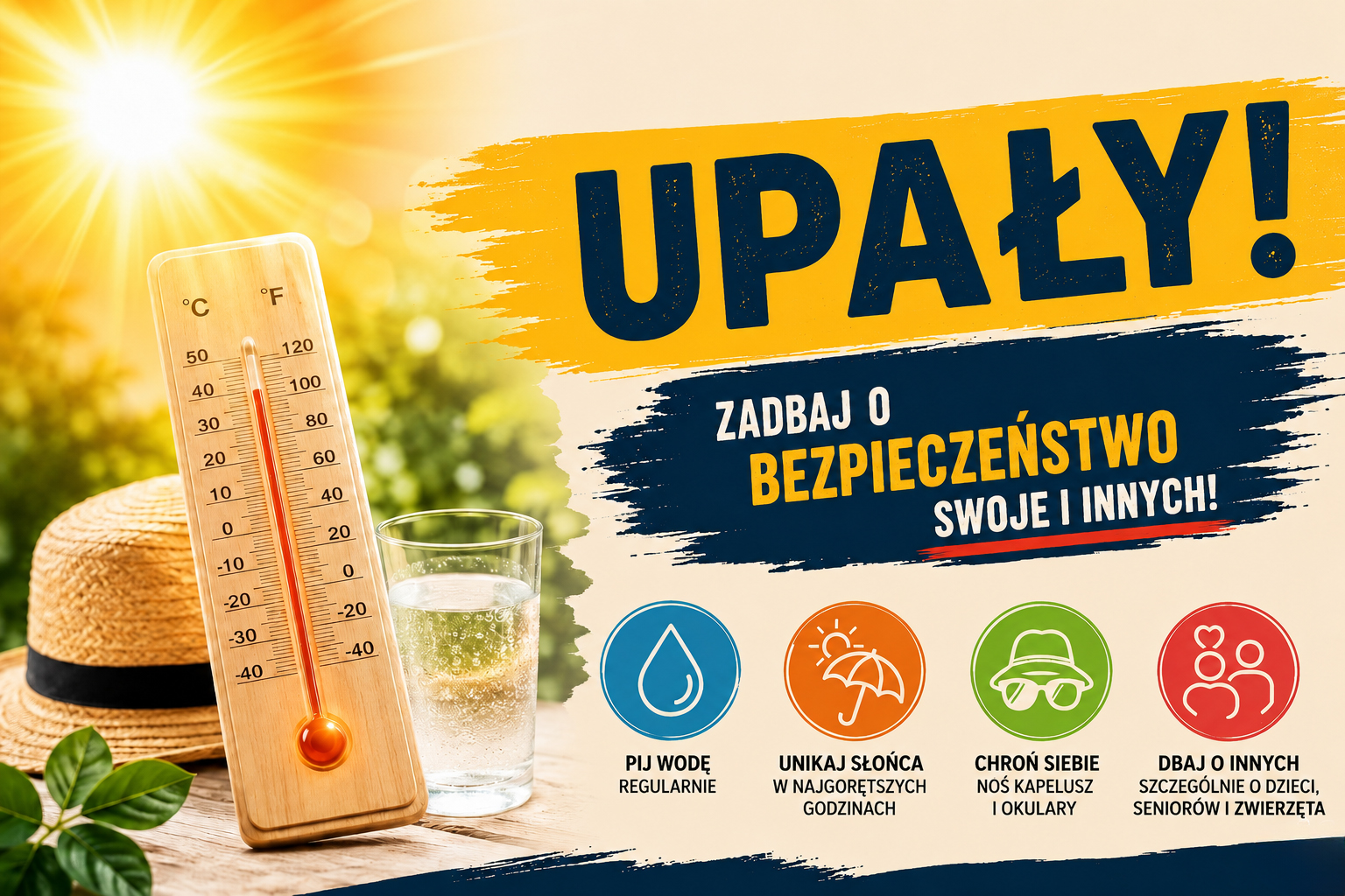 Upał nie odpuszcza! Zadbaj o bezpieczeństwo swoje i innych