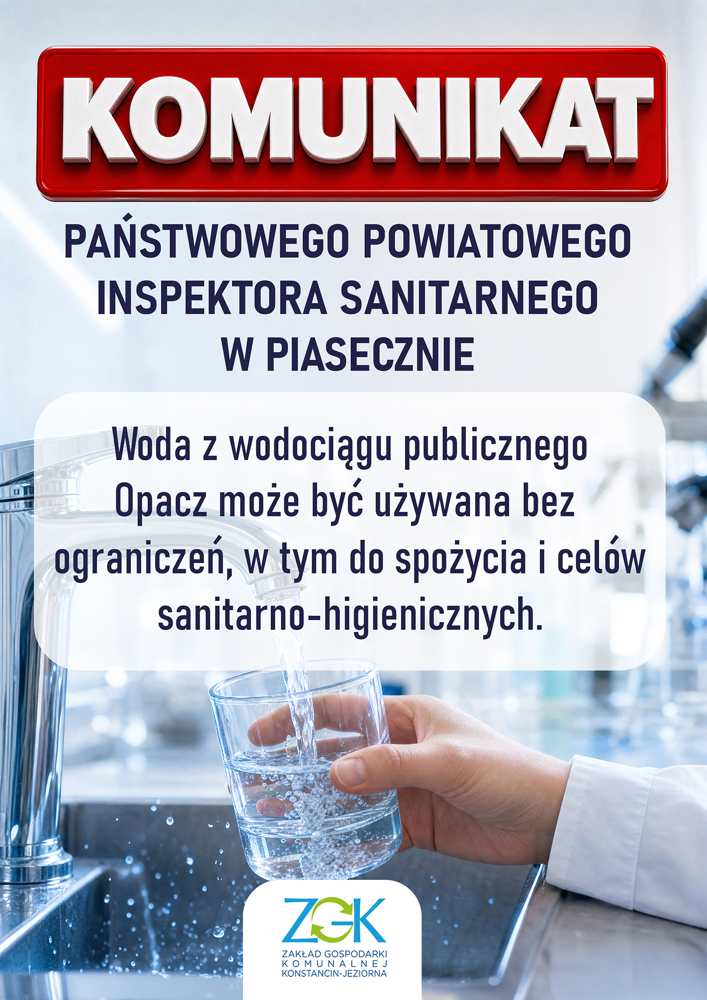 Woda z wodociągu Opacz zdatna do spożycia bez ograniczeń