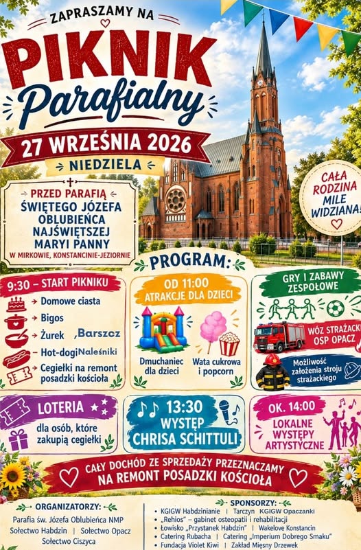 Piknik parafialny w Mirkowie – będą atrakcje dla całych rodzin